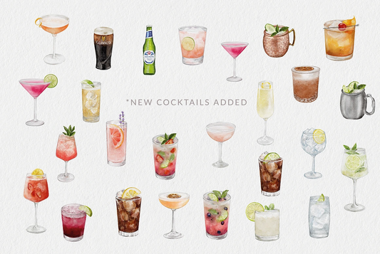 watercolour cocktail artwork 수채화 일러스트 -  칵테일 세트