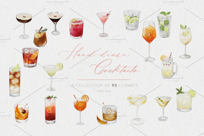watercolour cocktail artwork 수채화 일러스트 -  칵테일 세트